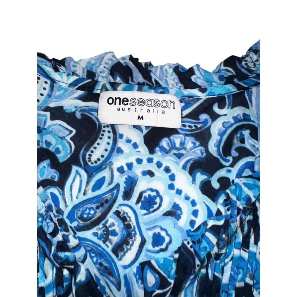 One Season Australia Midi Poppy Dress Blue Paisley MEDIUM in LaMarsa Navy Cotton - Picture 4 of 7